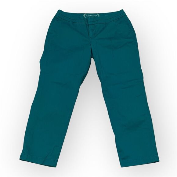 Sonoma Life + Style Jungle Green Modern Capri Pants Cotton Spandex Women’s 6 - Picture 1 of 11